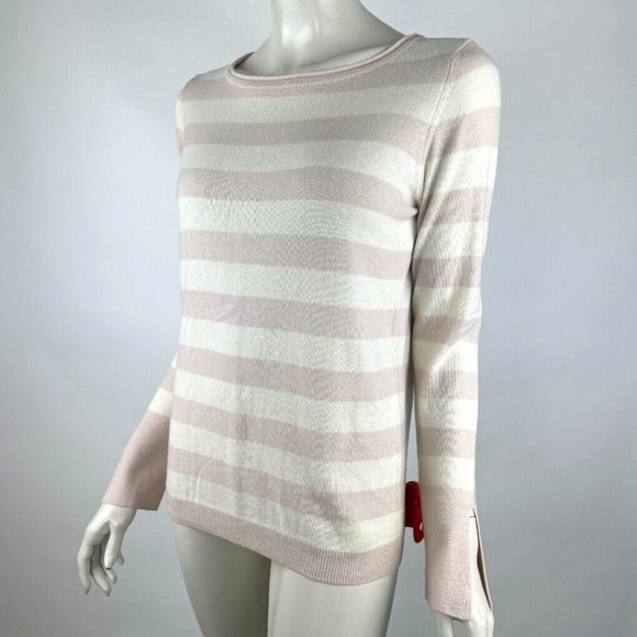 autumn cashmere Striped Pullover Sweater Women S EUC Lightweight Tie Long Sleeve - Picture 3 of 10